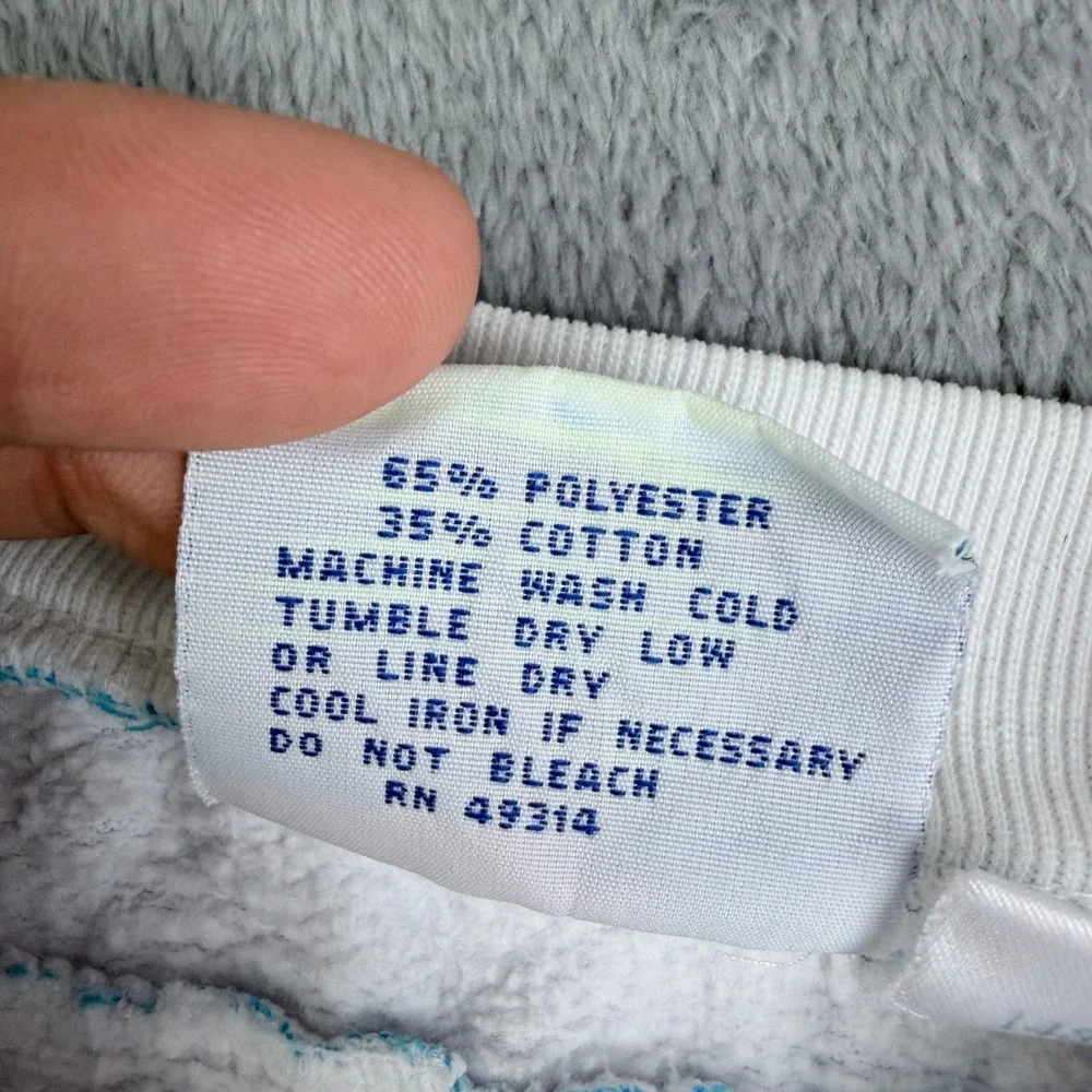 Winning Ways Vintage 80s 90s Quarter Zip Sweatshirt White Blue Neon Medium